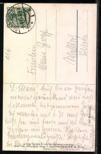 Künstler-AK Heinrich Hoffmann: junge Frau am Bildstöckl