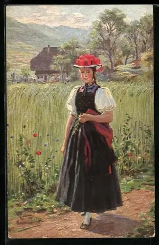 Künstler-AK W. Hasemann, Gutacher Mädchen in ihrer Tracht