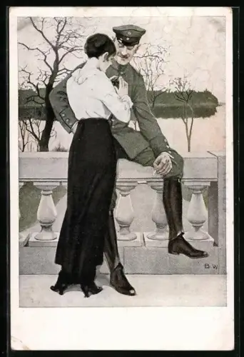 Künstler-AK Brynolf Wennerberg: Soldat mit seiner Liebsten auf Urlaub