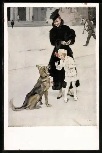 Künstler-AK Brynolf Wennerberg: Fürs Rote Kreuz, Sanitätshund mit Sammeldose