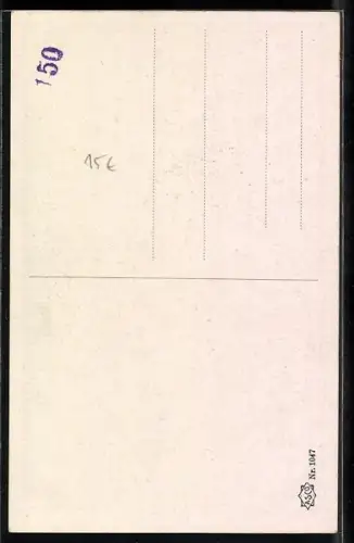 Künstler-AK Ferdinand von Reznicek: Abschied von der Geliebten, Mann küsst auf dem Sofa liegende Frau