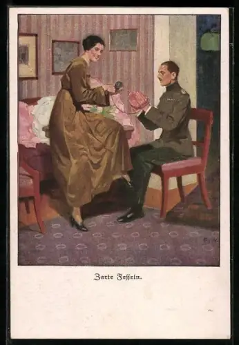 Künstler-AK Brynolf Wennerberg: Zarte Fesseln, Leutnant und Fräulein