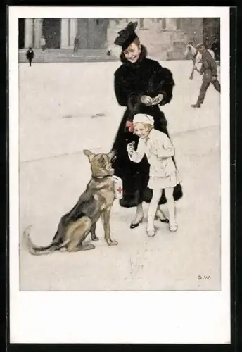 Künstler-AK Brynolf Wennerberg: Fürs Rote Kreuz, Sanitätshund mit Sammeldose