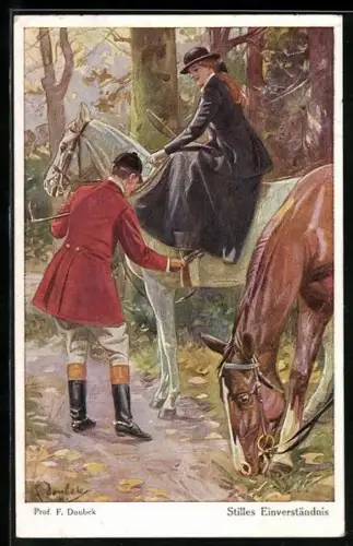 Künstler-AK Ov. Alt-Stutterheim: Stilles Einverständnis, Paar beim Ausritt