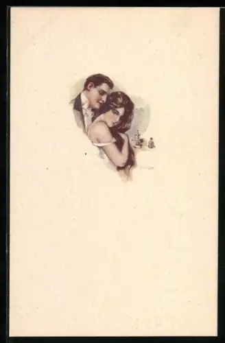 Künstler-AK C. Monestier: Liebespaar im Porträt