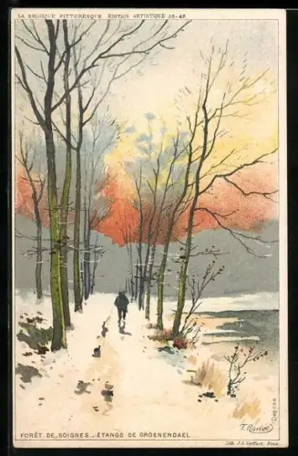 Künstler-AK Ferdinand Coenraets: Brüssel, Foret de Soignes, Etangs de Groenendael