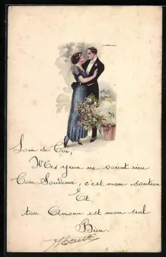 Künstler-AK Tito Corbella: Liebespaar in Abendkleidung