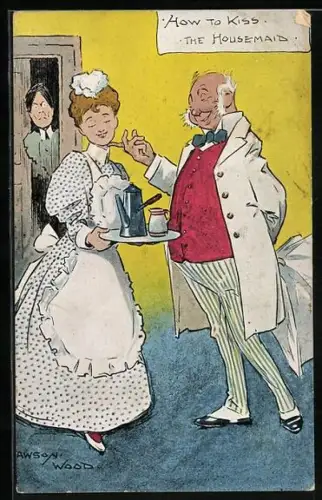 Künstler-AK Lawson Wood: Herr flirtet mit dem Dienstmädchen