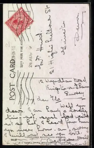 Künstler-AK Donald McGill: Kleines Paar bei einem Nachtspaziergang