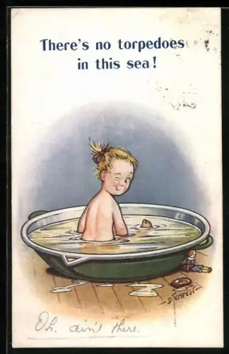 Künstler-AK Douglas Tempest: Mädchen in einer Badewanne