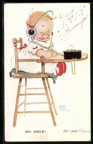 Künstler-AK Mabel Lucie Attwell: Mädchen mit Radio