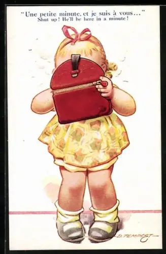Künstler-AK Douglas Tempest: Mädchen mit roter Handtasche