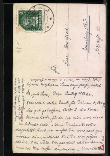 AK Frechdachs, Junge in Kniehose mit Pfeife