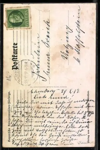 Künstler-AK Richard Klein: Bayerische Kriegsinvaliden-Fürsorge, Soldatenvater mit seinem Kinde