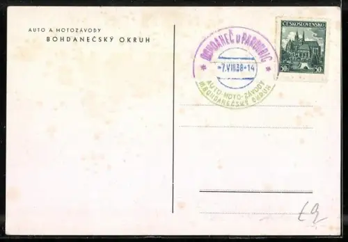 AK Pardubice, Auto a Motozávody Bohdanecský Okruh 1938, Autorennen, Motorradrennen