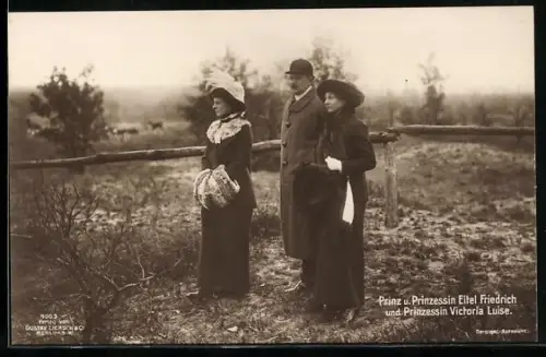 Foto-AK Prinz und Prinzessin Eitel Friedrich mit Victoria Louise