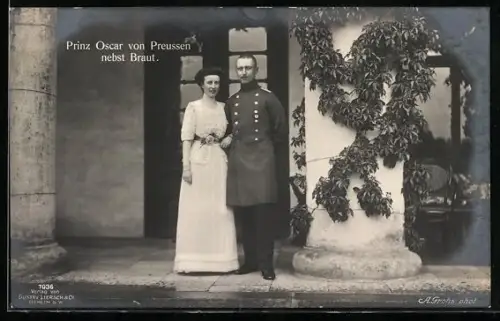 AK Prinz Oscar von Preussen nebst Braut