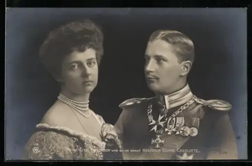 AK Prinz Eitel Friedrich von Preussen und seine Braut Sophie Charlotte