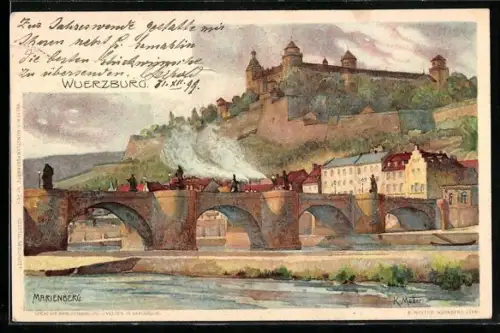 Künstler-AK K. Mutter: Würzburg, Festung Marienberg