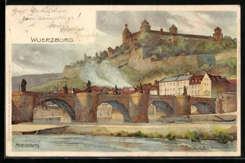 Künstler-AK K. Mutter: Würzburg, Festung Marienberg