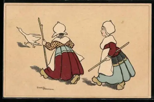 Künstler-AK Ethel Parkinson: Zwei Niederländische Gänsemägde