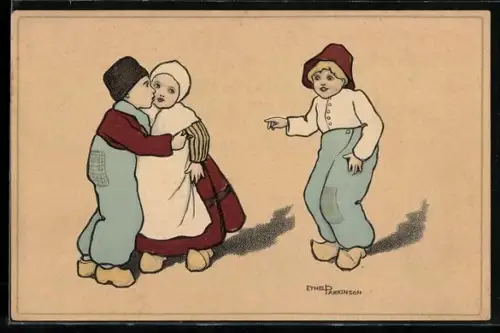 Künstler-AK Ethel Parkinson: Junger Mann sieht holländisches Pärchen