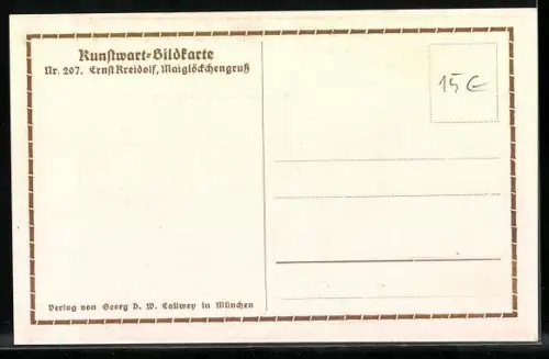 Künstler-AK Ernst Kreidolf: Maiglöckengruss, Kind auf der Wiese mit Maiglöckchen