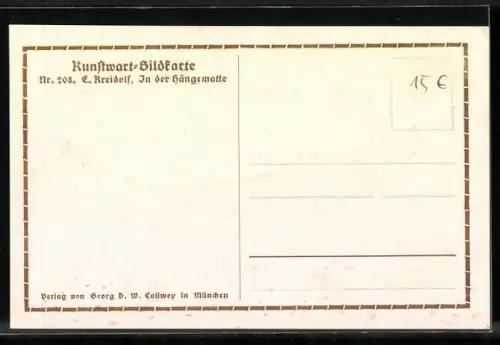 Künstler-AK Ernst Kreidolf: In der Hängematte, lesende Frau von zwei Engel in der Hängematte gestützt