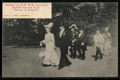 AK Artis, Bezoek van H. H. M. M. von den Niederlanden, begeleid door den H. H. Beuker en Kerbert
