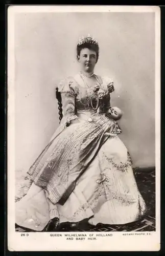 AK Queen Wilhelmina of Holland and Baby Heir