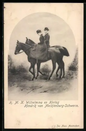 AK H. M. K. Wilhemina en Hertog Hendrik van Mecklenburg-Schwerin