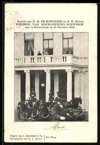 AK `s-Gravenhage, Bezoek van H. M. de Koningin von den Niederlanden en Z. H. Hertog Hendrik van Mecklenburg Schwerin