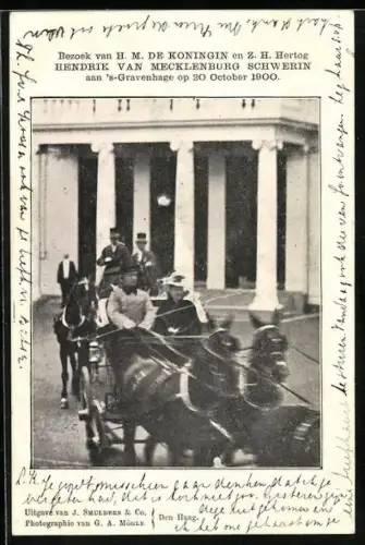 AK `s-Gravenhage, Bezoek van H. M. de Koningin von den Niederlanden en Z. H. Hertog Hendrik van Mecklenburg Schwerin