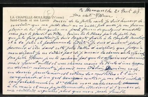 AK La Chapelle-Mouliére /Vienne, Saint-Claude et son Lavoir, Waschfrau