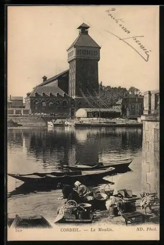 AK Corbeil, Le Moulin, Waschfrau