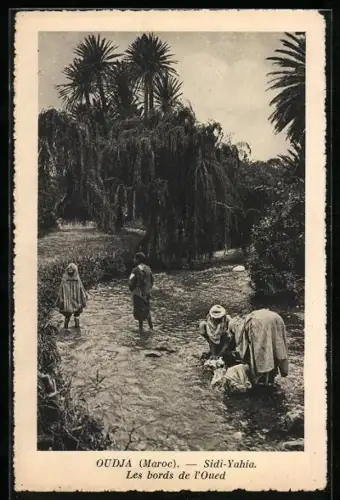 AK Oudja, Sidi-Yahia, Les bords de l`Oued, Waschfrau