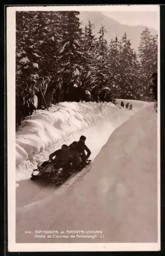 AK Bobschlittenfahrt mit Zuschauern