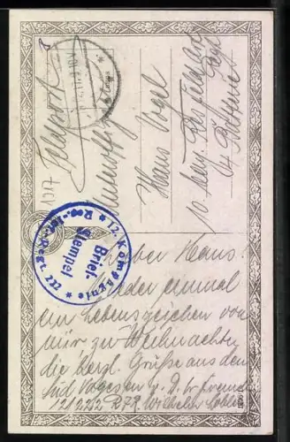 AK Drei Kinder mit Schlitten, Geld und Sekt