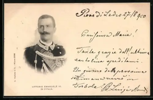 AK Vittorio Emanuele III., Portrait in Uniform