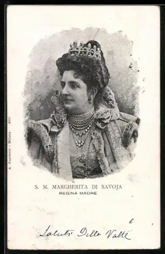 AK Regina Madre Margherita di Savoia, Portrait