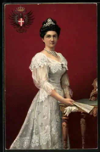 AK Königin von Italien, Portrait, Wappen