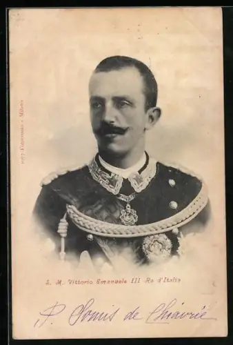 AK König Vittorio Emanuele III., Portrait