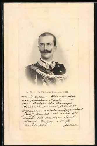AK König Vittorio Emanuele III., Portrait