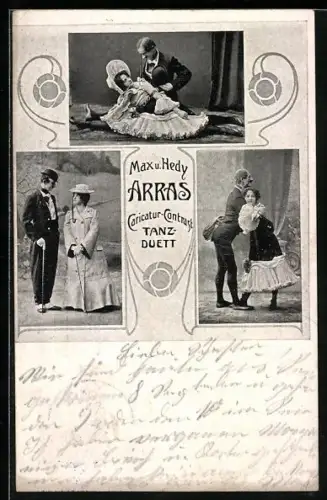 AK Arras, Max u. Hedy, Caricatur-Contrast, Tanz-Duett, Komiker