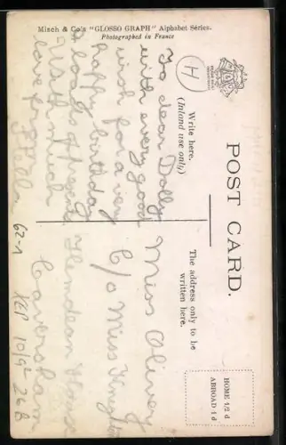 AK Frau und Mädchen mit Instrumenten vor dem Buchstanben U