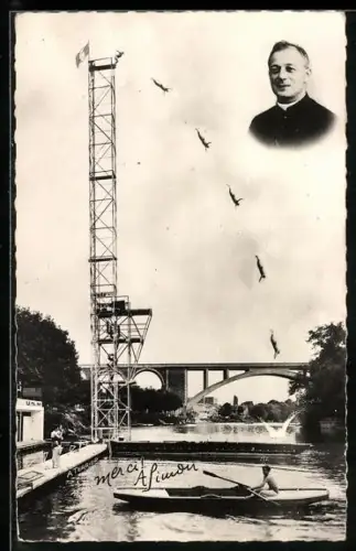 AK Robert Simon beim Turmspringen aus 35 Metern Höhe, Wassersport
