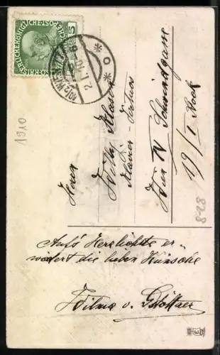 AK Kleiner Junge als Koch mit einem Schwein im Passepartout