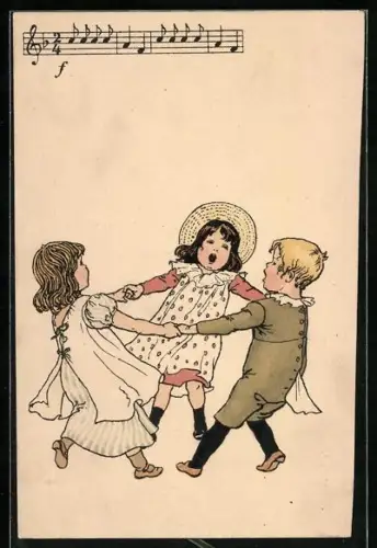 AK Junge und zwei Mädchen bei einem Tanz