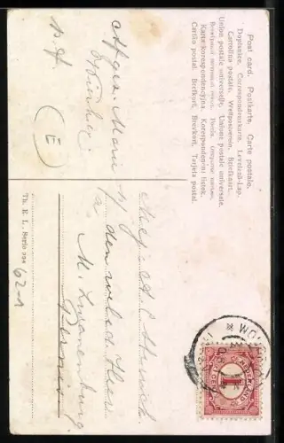 AK Buchstabe D als Geäst vor einer Berghütte