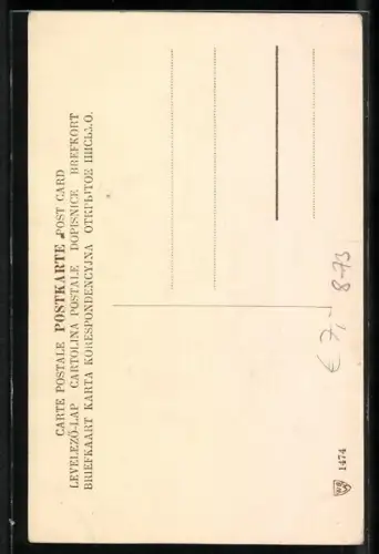 AK Elegant gekleideter Herr und Frau mit grosser Weinflasche